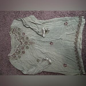 Embroidered Long Sleeve Top with matching skirt